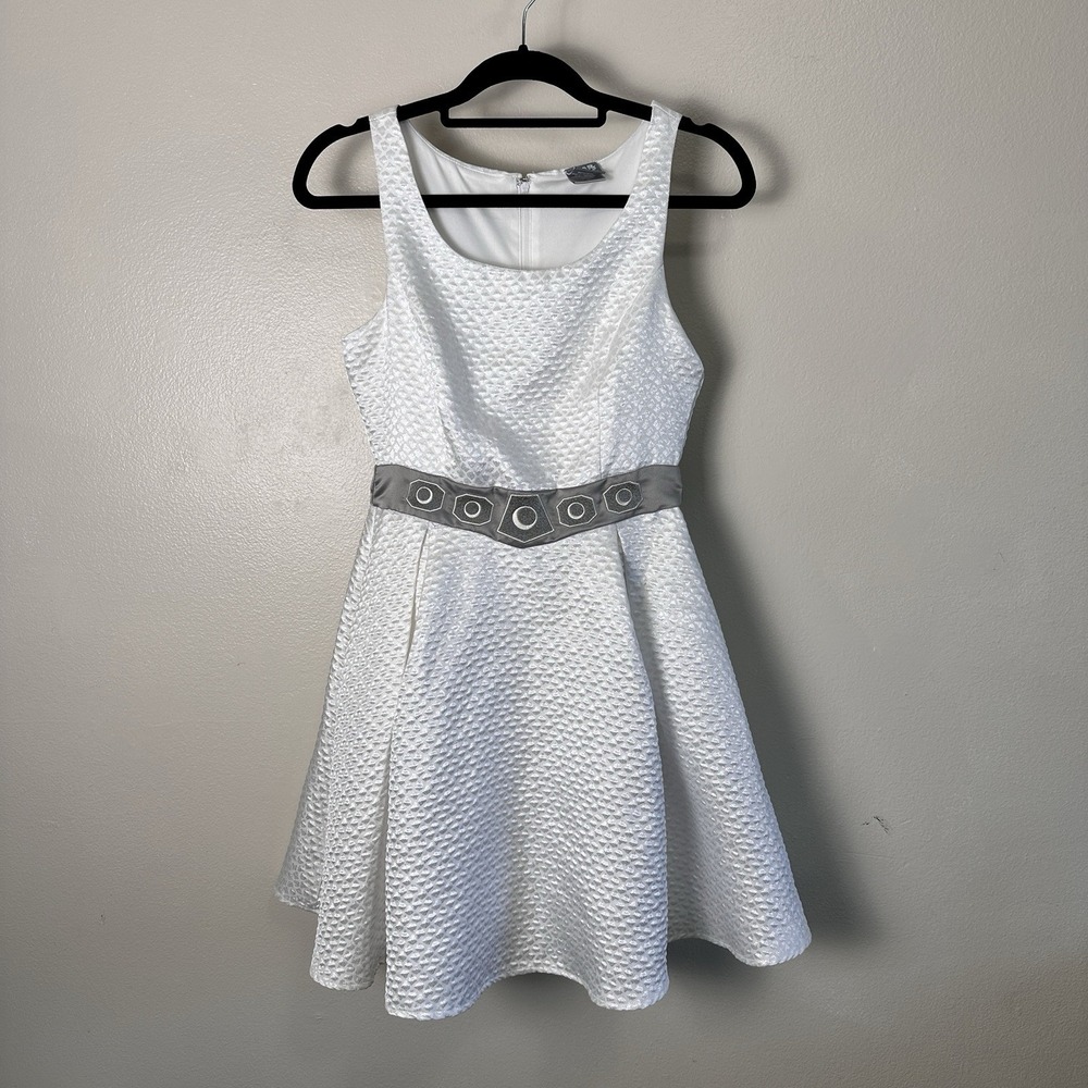 Star Wars Her Universe Princess Leia‎ White Honeycomb Fit Flare Dress Pockets S